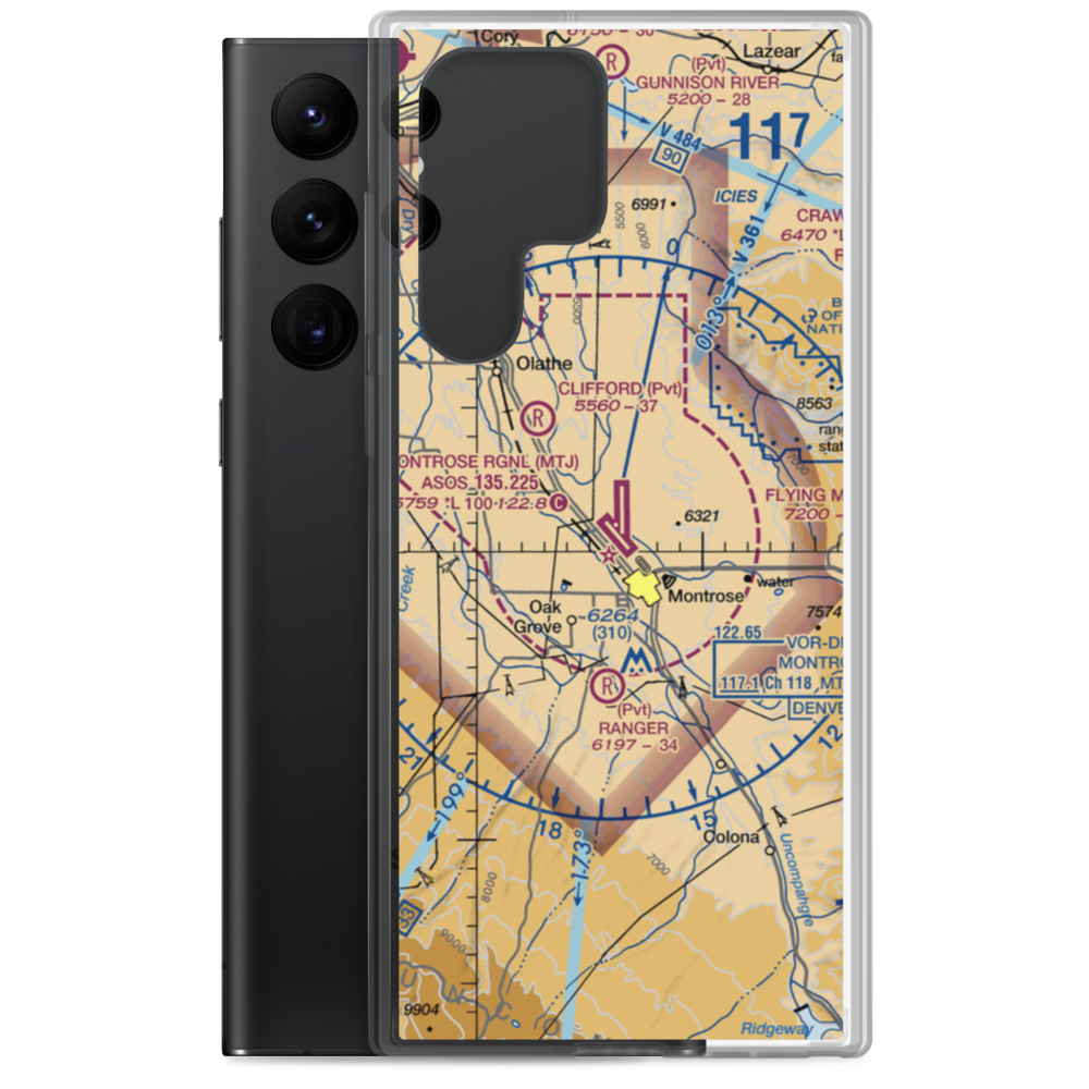 Montrose Regional Airport (MTJ) VFR Sectional Samsung Case Samsung Galaxy S22 Ultra model shown