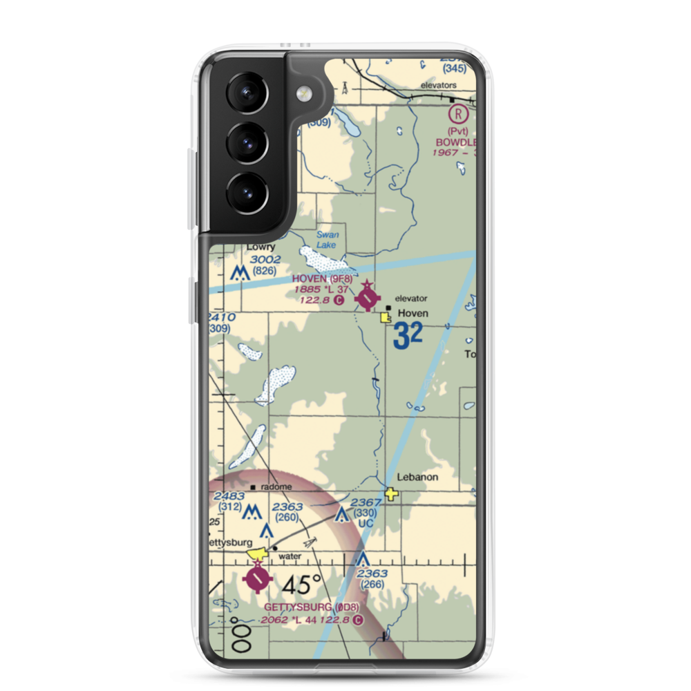 Monty Harer Airstrip (SD79) VFR Sectional Samsung Case Samsung Galaxy S21 Plus model shown