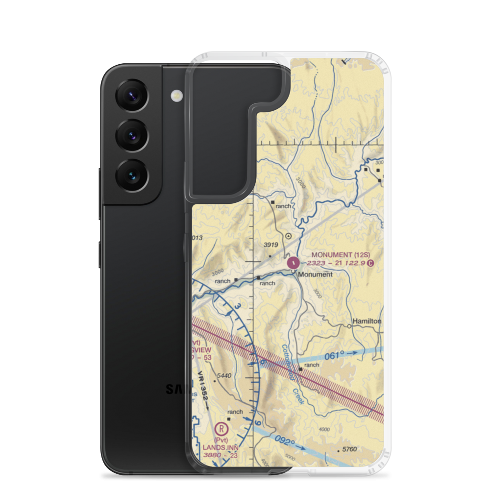 Monument Municipal Airport (12S) VFR Sectional Samsung Case Samsung Galaxy S22 model shown