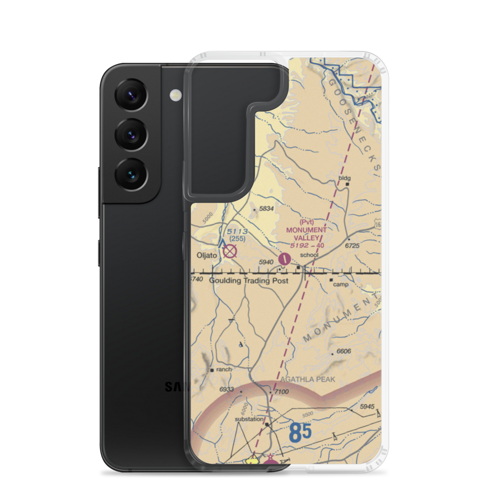 Monument Valley Airport (GMV) VFR Sectional Samsung Case Samsung Galaxy S22 model shown