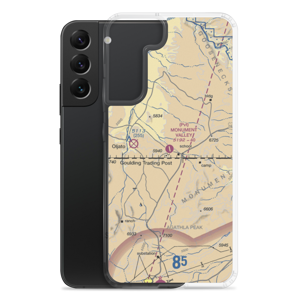 Monument Valley Airport (GMV) VFR Sectional Samsung Case Samsung Galaxy S22 Plus model shown