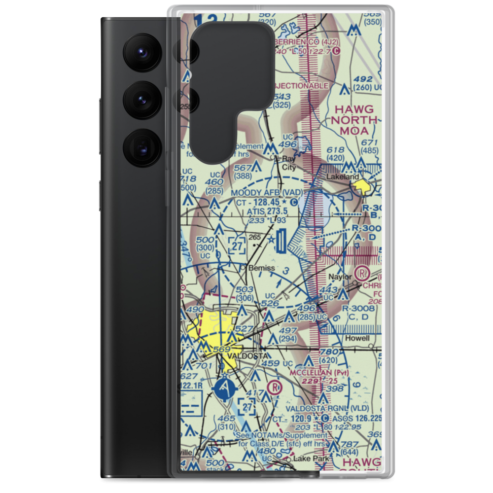 Moody Air Force Base (VAD) VFR Sectional Samsung Case Samsung Galaxy S22 Ultra model shown