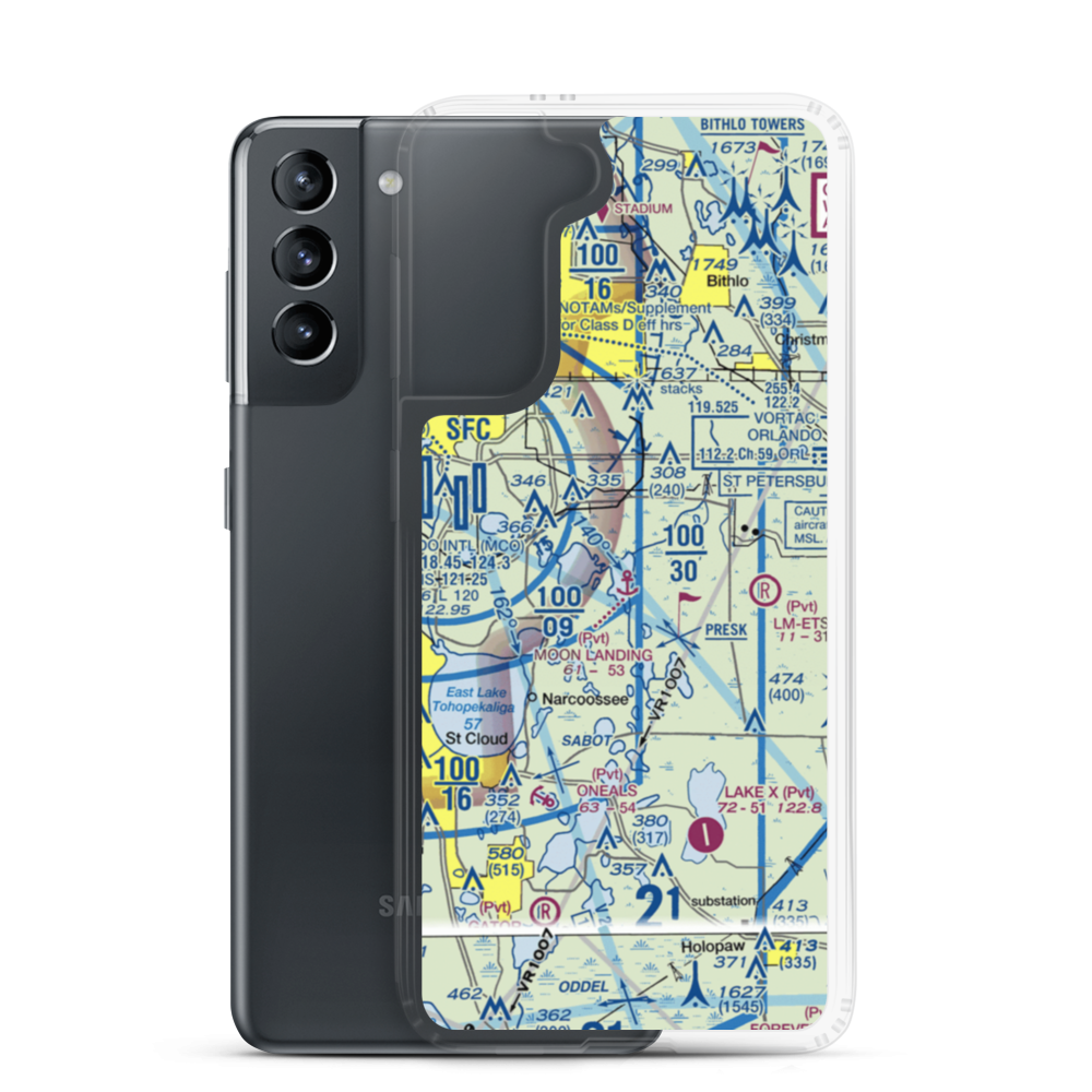 Moon Landing Seaplane Base (FD21) VFR Sectional Samsung Case Samsung Galaxy S21 model shown