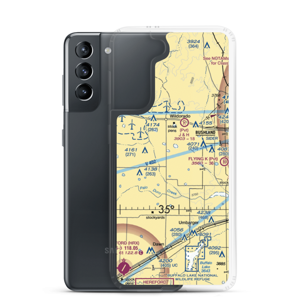 Moore Airport (1TE6) VFR Sectional Samsung Case Samsung Galaxy S21 model shown