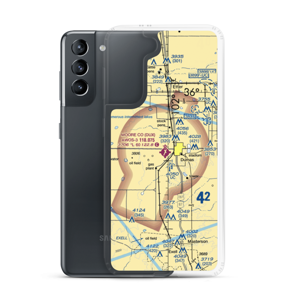 Moore County Airport (DUX) VFR Sectional Samsung Case Samsung Galaxy S21 model shown