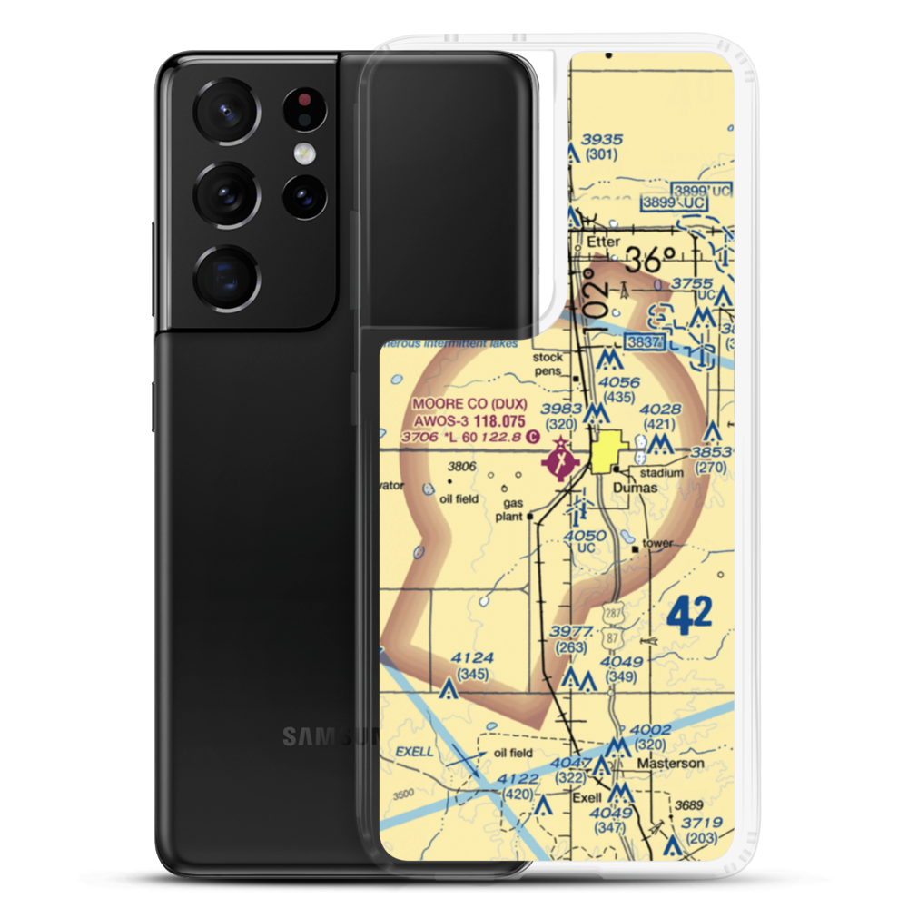 Moore County Airport (DUX) VFR Sectional Samsung Case Samsung Galaxy S21 Ultra model shown