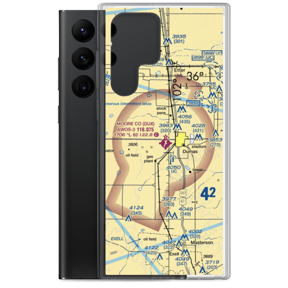 Moore County Airport (DUX) VFR Sectional Samsung Case Samsung Galaxy S22 Ultra model shown