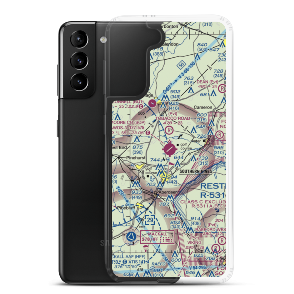Moore County Airport (SOP) VFR Sectional Samsung Case Samsung Galaxy S21 Plus model shown