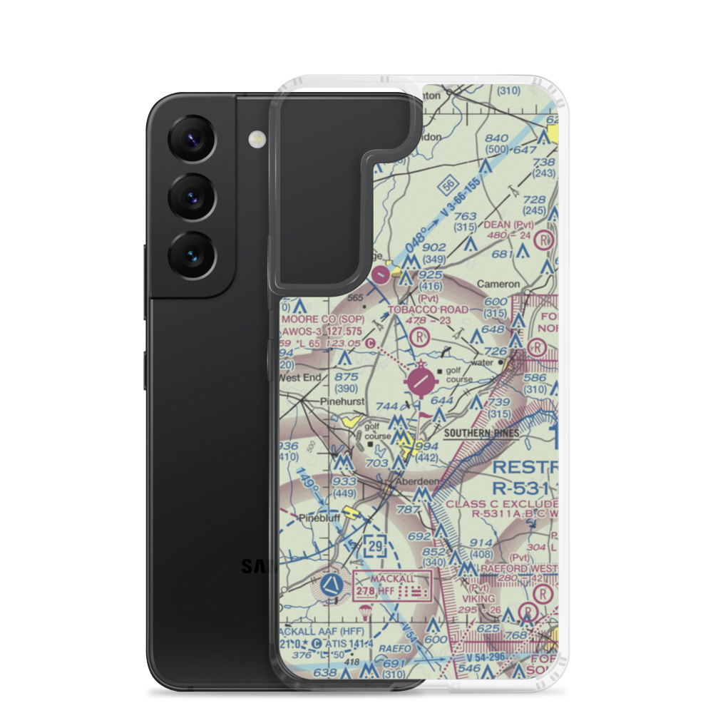 Moore County Airport (SOP) VFR Sectional Samsung Case Samsung Galaxy S22 model shown