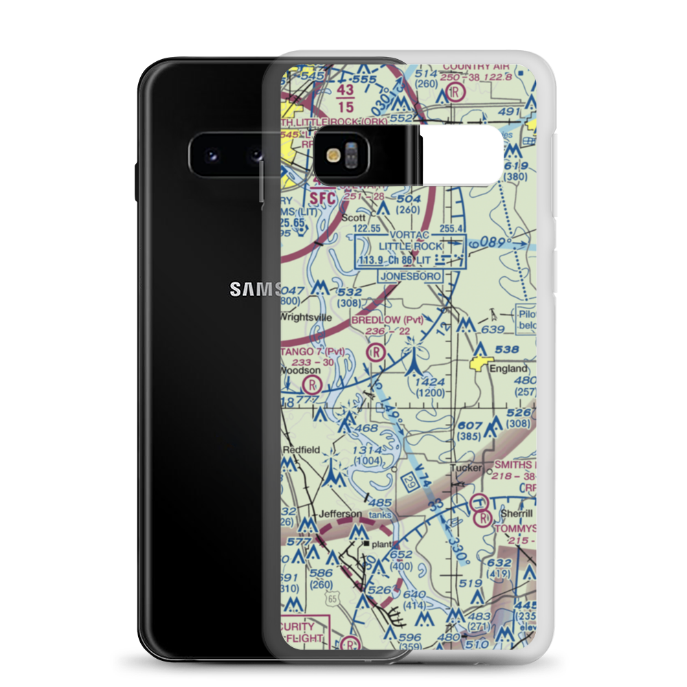Moore Farm Airport (45AR) VFR Sectional Samsung Case Samsung Galaxy S10 model shown