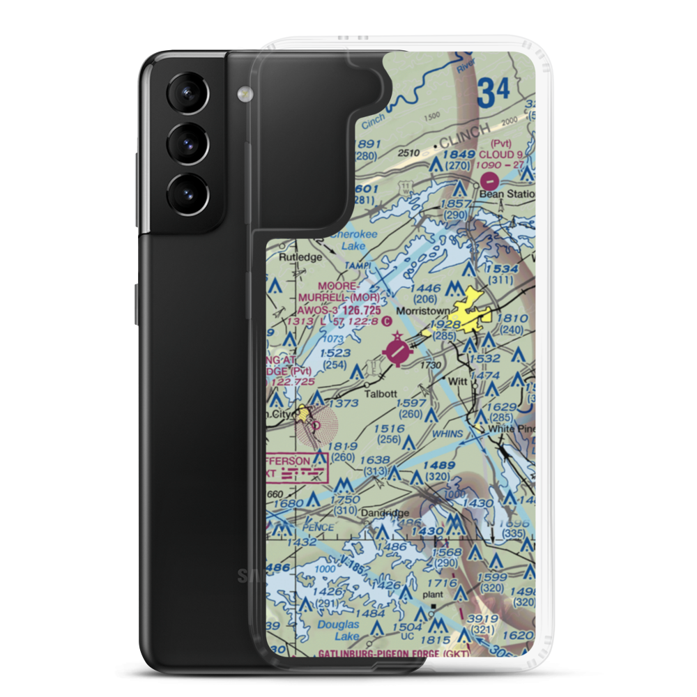Moore Murrell Airport (MOR) VFR Sectional Samsung Case Samsung Galaxy S21 Plus model shown