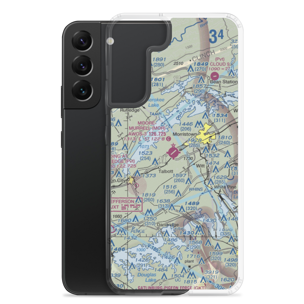 Moore Murrell Airport (MOR) VFR Sectional Samsung Case Samsung Galaxy S22 Plus model shown