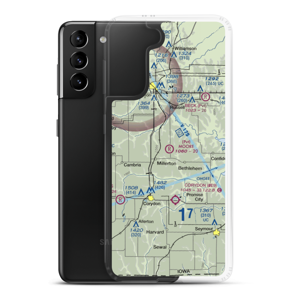 Moore Private Airport (0IA5) VFR Sectional Samsung Case Samsung Galaxy S21 Plus model shown