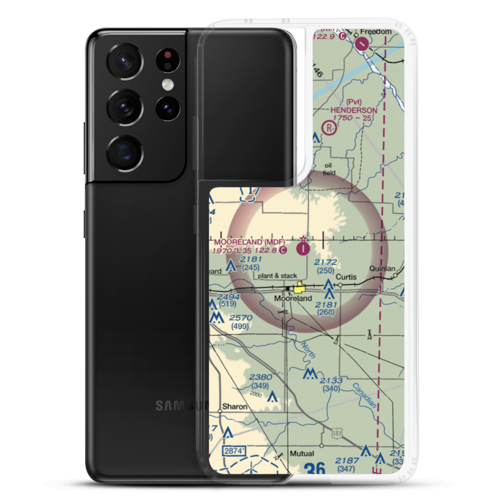 Mooreland Municipal Airport (MDF) VFR Sectional Samsung Case Samsung Galaxy S21 Ultra model shown