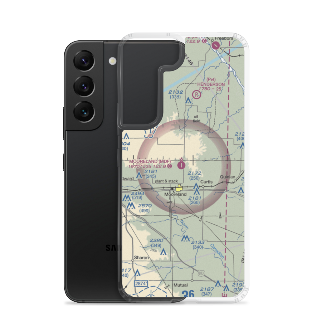 Mooreland Municipal Airport (MDF) VFR Sectional Samsung Case Samsung Galaxy S22 model shown
