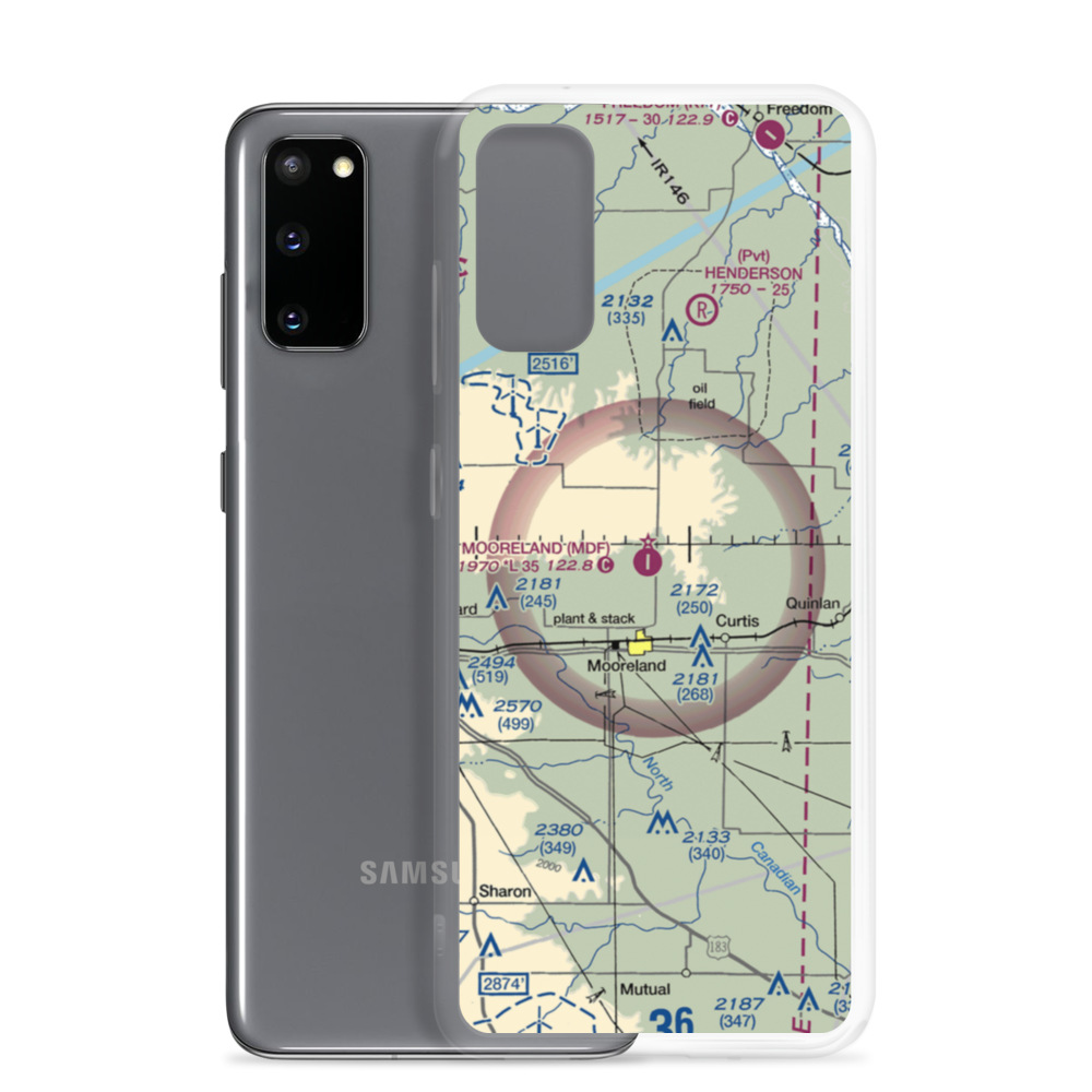 Mooreland Municipal Airport (MDF) VFR Sectional Samsung Case Samsung Galaxy S20 model shown