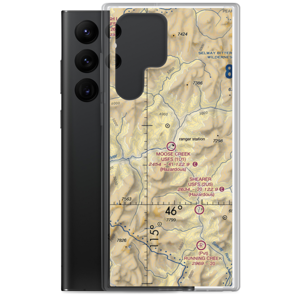 Moose Creek /US Forest Service/ Airport (1U1) VFR Sectional Samsung Case Samsung Galaxy S22 Ultra model shown