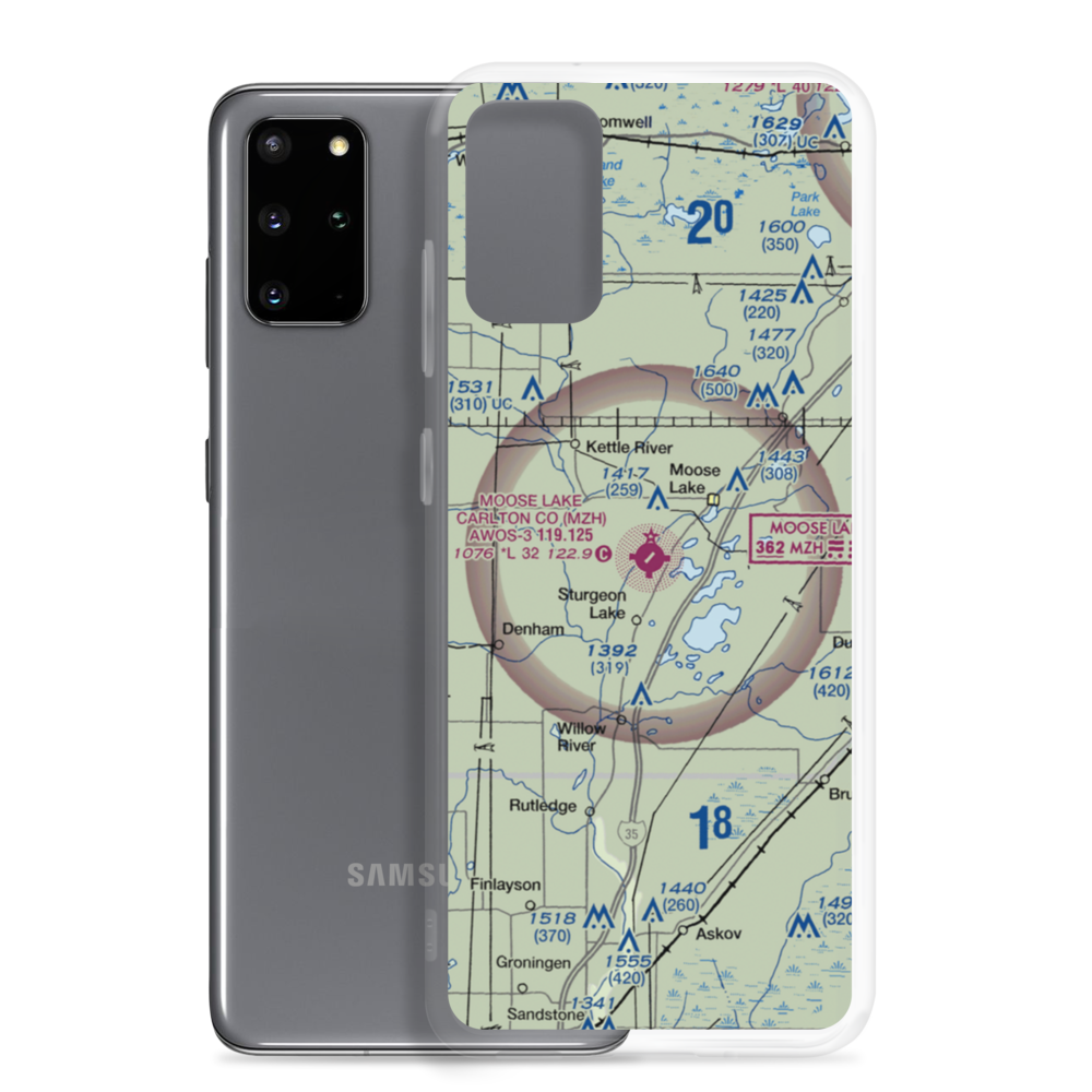 Moose Lake Carlton County Airport (MZH) VFR Sectional Samsung Case Samsung Galaxy S20 Plus model shown