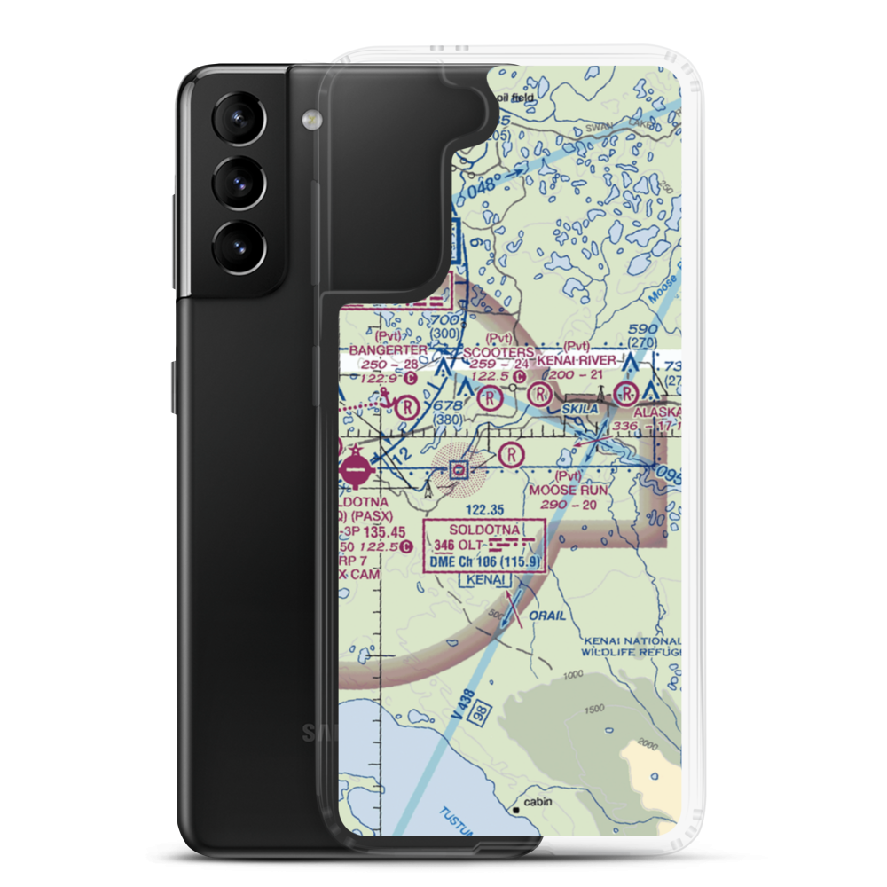 Moose Run Airstrip (AK55) VFR Sectional Samsung Case Samsung Galaxy S21 Plus model shown