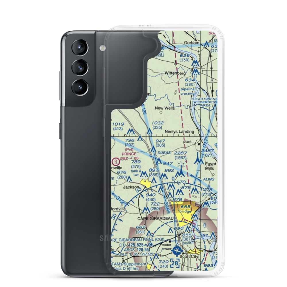 Mooseberry Airport (1MU7) VFR Sectional Samsung Case Samsung Galaxy S21 model shown