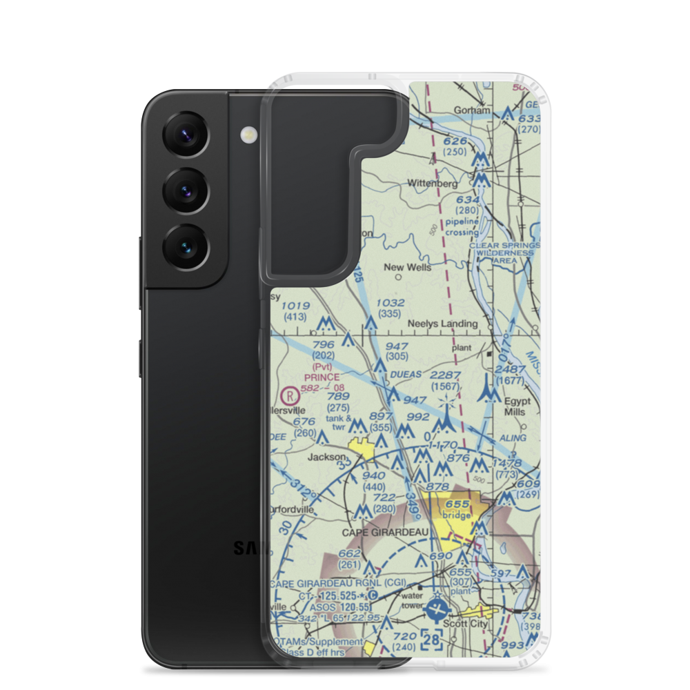 Mooseberry Airport (1MU7) VFR Sectional Samsung Case Samsung Galaxy S22 model shown