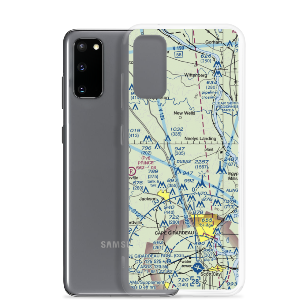 Mooseberry Airport (1MU7) VFR Sectional Samsung Case Samsung Galaxy S20 model shown