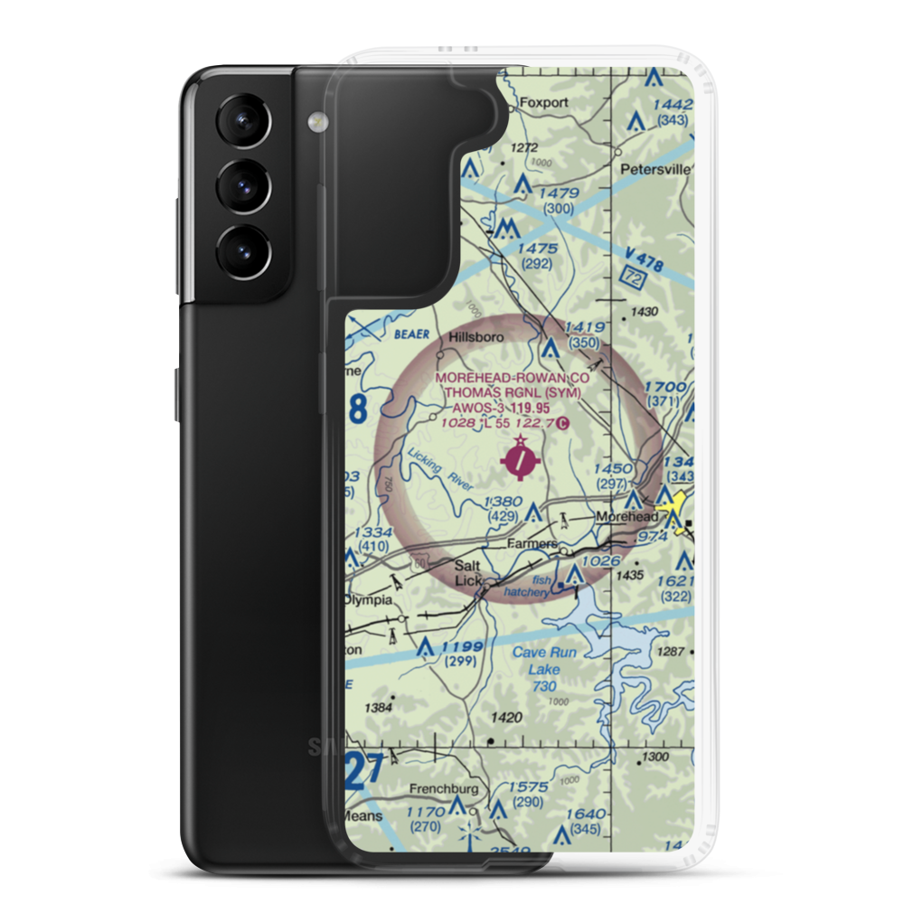 Morehead-Rowan County Clyde A. Thomas Regional Airport (SYM) VFR Sectional Samsung Case Samsung Galaxy S21 Plus model shown
