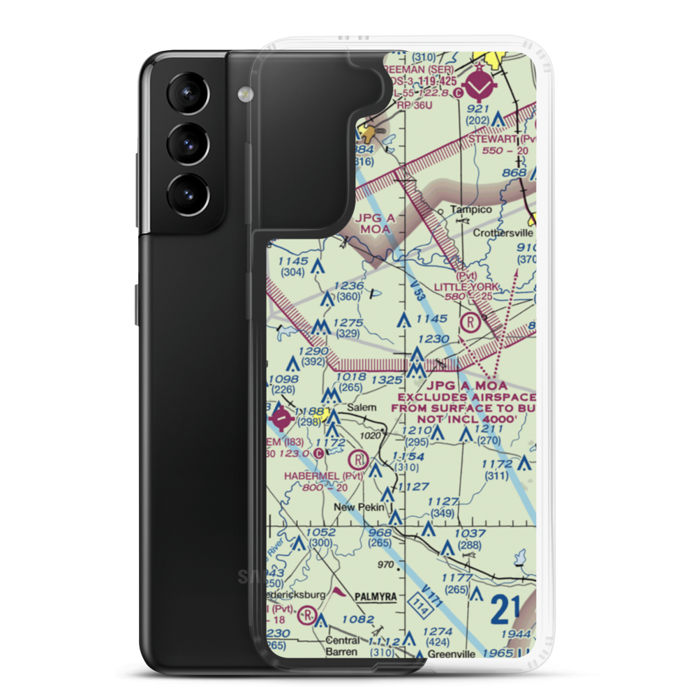 Morgan Airfield (71IN) VFR Sectional Samsung Case Samsung Galaxy S21 Plus model shown