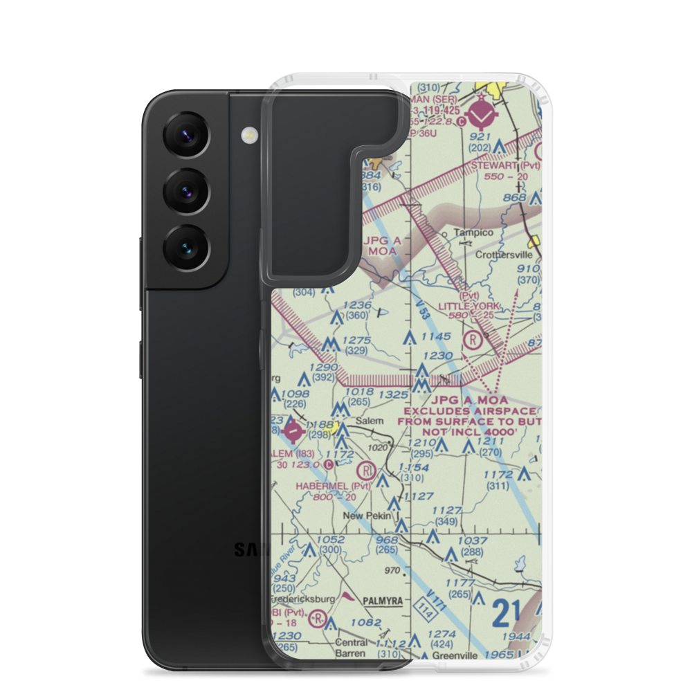 Morgan Airfield (71IN) VFR Sectional Samsung Case Samsung Galaxy S22 model shown
