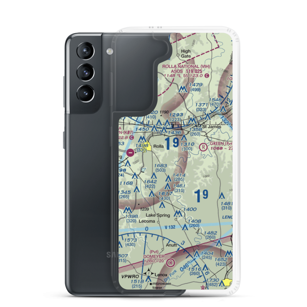 Morgan Airport (MO02) VFR Sectional Samsung Case Samsung Galaxy S21 model shown