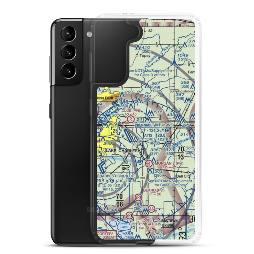 Morgan Crop Service Airport (3LA9) VFR Sectional Samsung Case Samsung Galaxy S21 Plus model shown