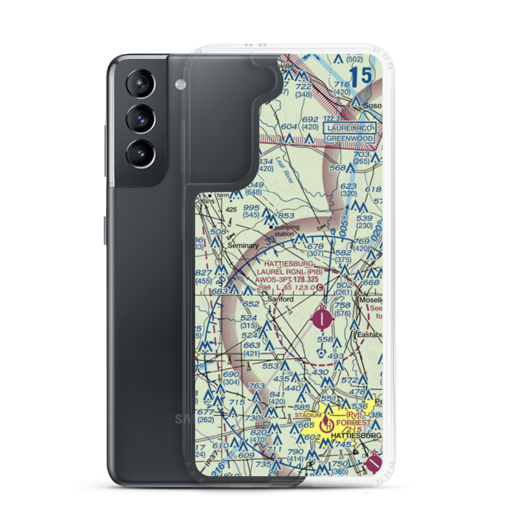 Morgan Field (0MS2) VFR Sectional Samsung Case Samsung Galaxy S21 model shown