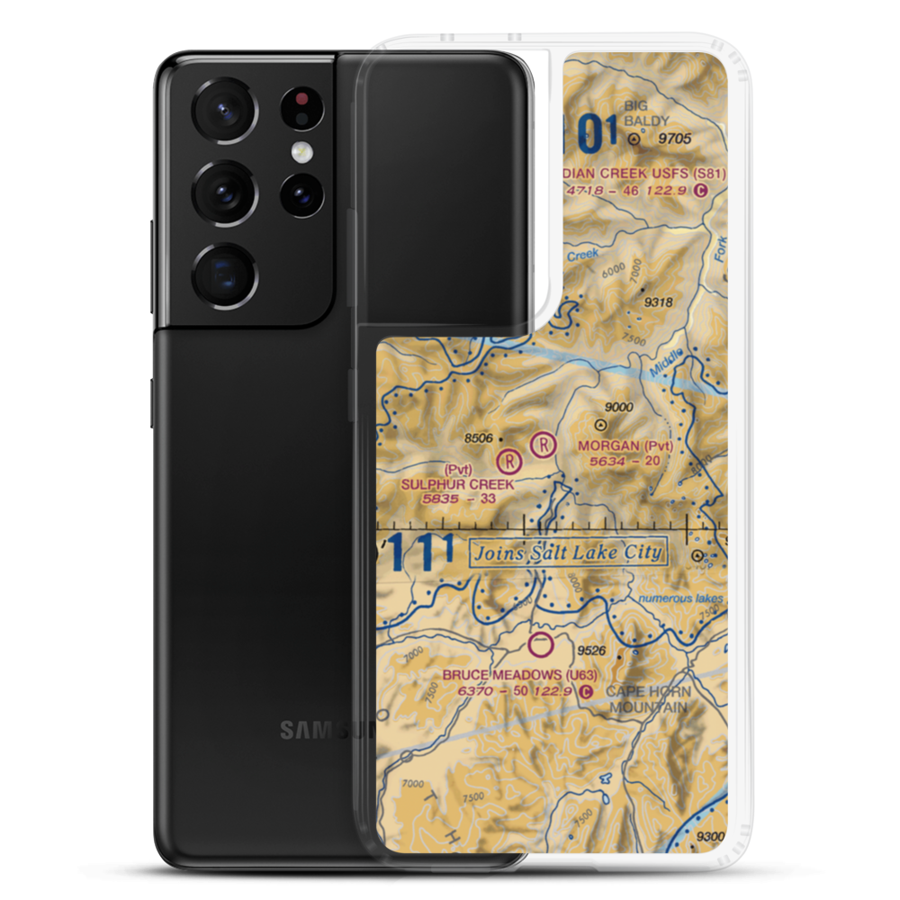 Morgan Ranch Airport (02ID) VFR Sectional Samsung Case Samsung Galaxy S21 Ultra model shown