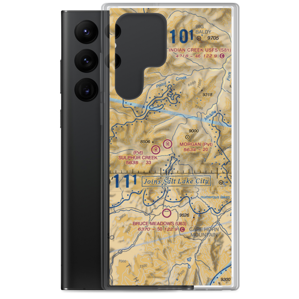 Morgan Ranch Airport (02ID) VFR Sectional Samsung Case Samsung Galaxy S22 Ultra model shown