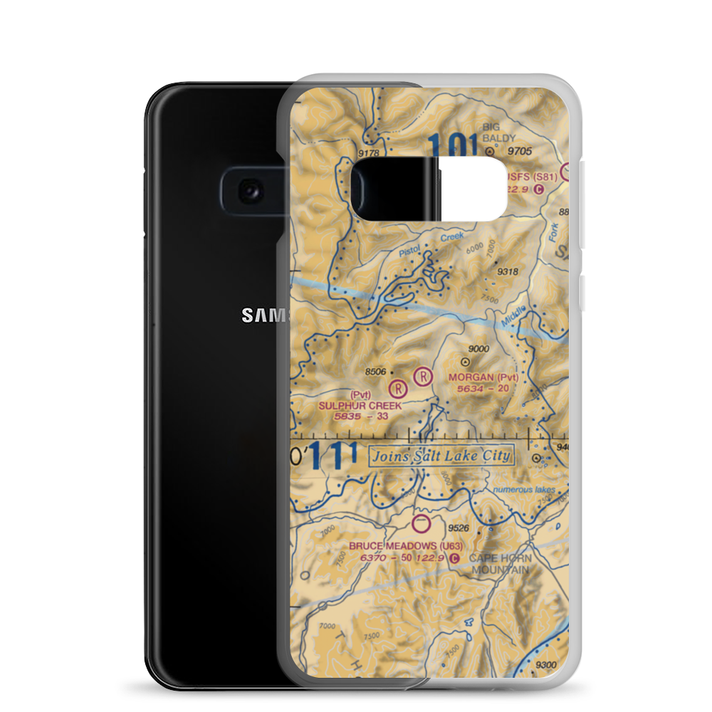 Morgan Ranch Airport (02ID) VFR Sectional Samsung Case Samsung Galaxy S10e model shown