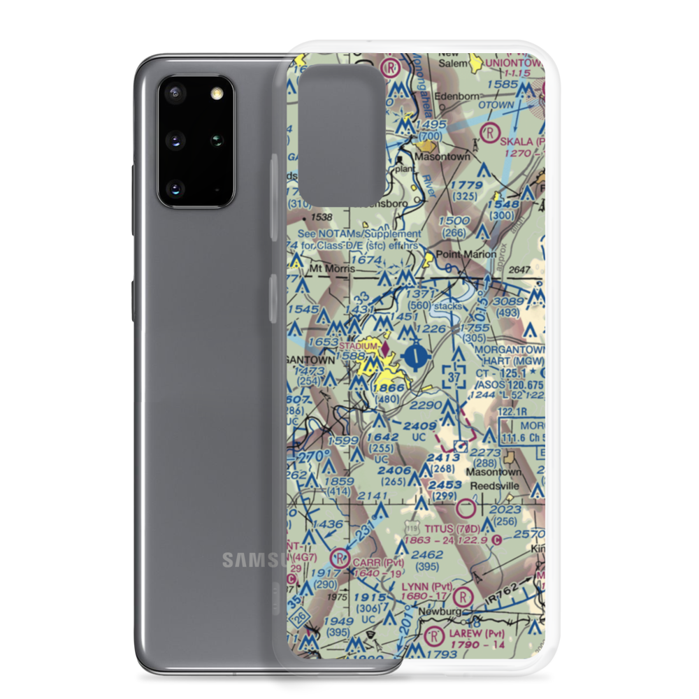 Morgantown Municipal Walter L. Bill Hart Field (MGW) VFR Sectional Samsung Case Samsung Galaxy S20 Plus model shown