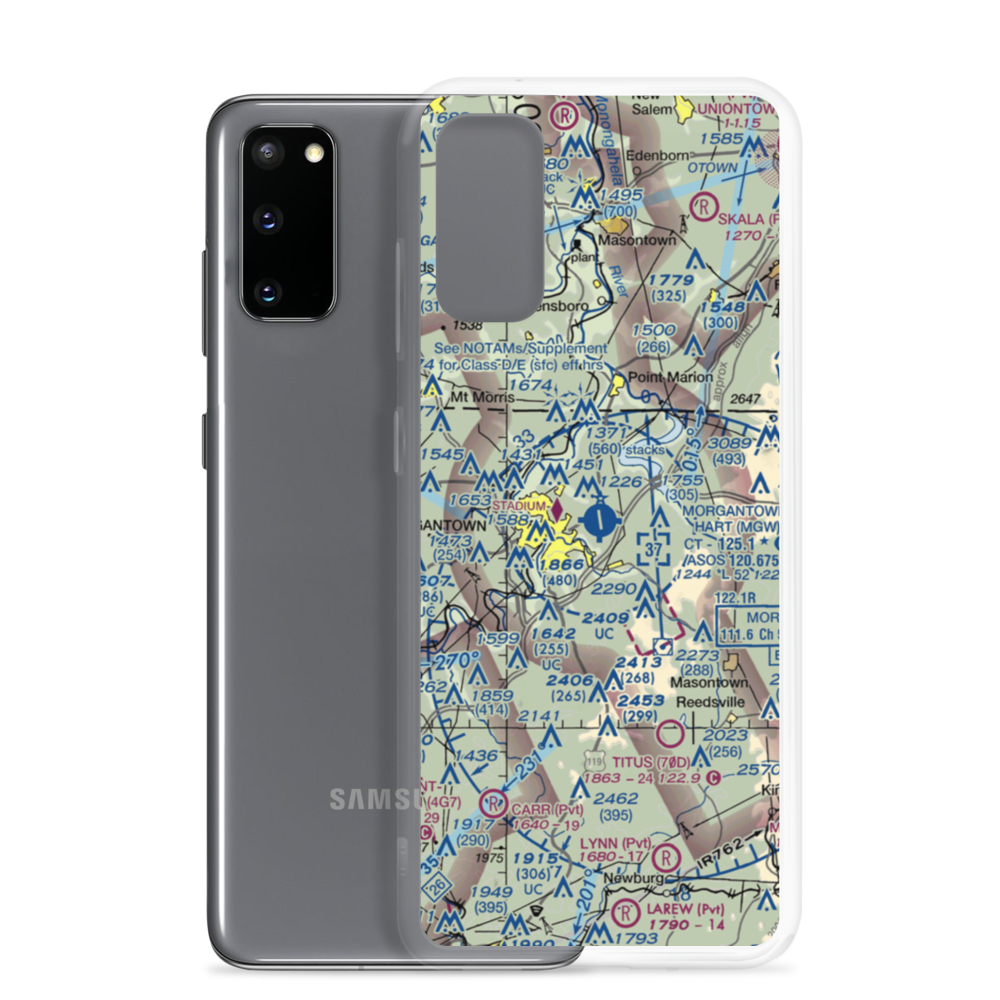 Morgantown Municipal Walter L. Bill Hart Field (MGW) VFR Sectional Samsung Case Samsung Galaxy S20 model shown