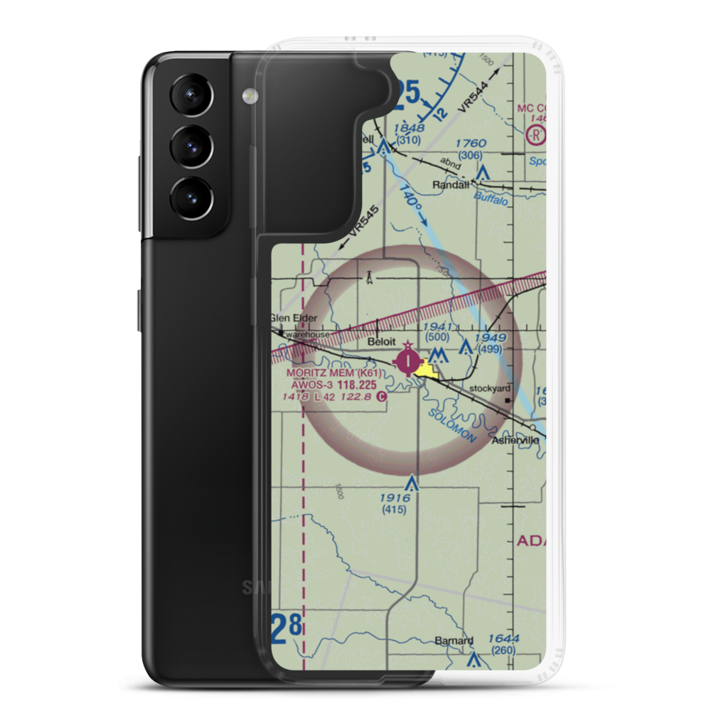 Moritz Memorial Airport (K61) VFR Sectional Samsung Case Samsung Galaxy S21 Plus model shown