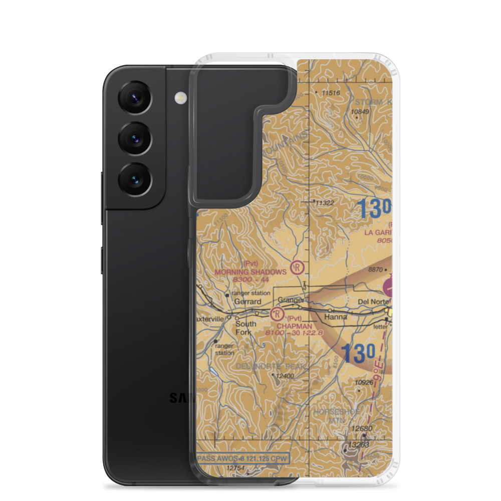 Morning Shadows Ranch Airport (CD69) VFR Sectional Samsung Case Samsung Galaxy S22 model shown