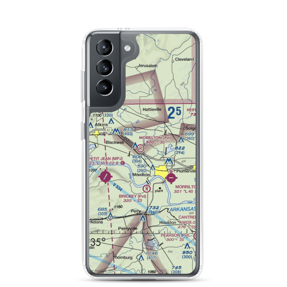 Morrilton Airport (07AR) VFR Sectional Samsung Case Samsung Galaxy S21 model shown