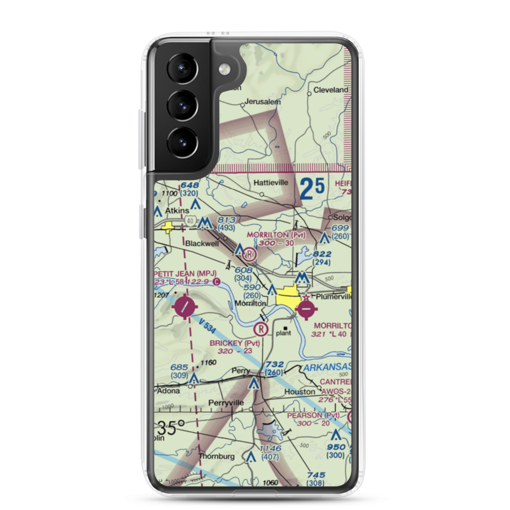 Morrilton Airport (07AR) VFR Sectional Samsung Case Samsung Galaxy S21 Plus model shown