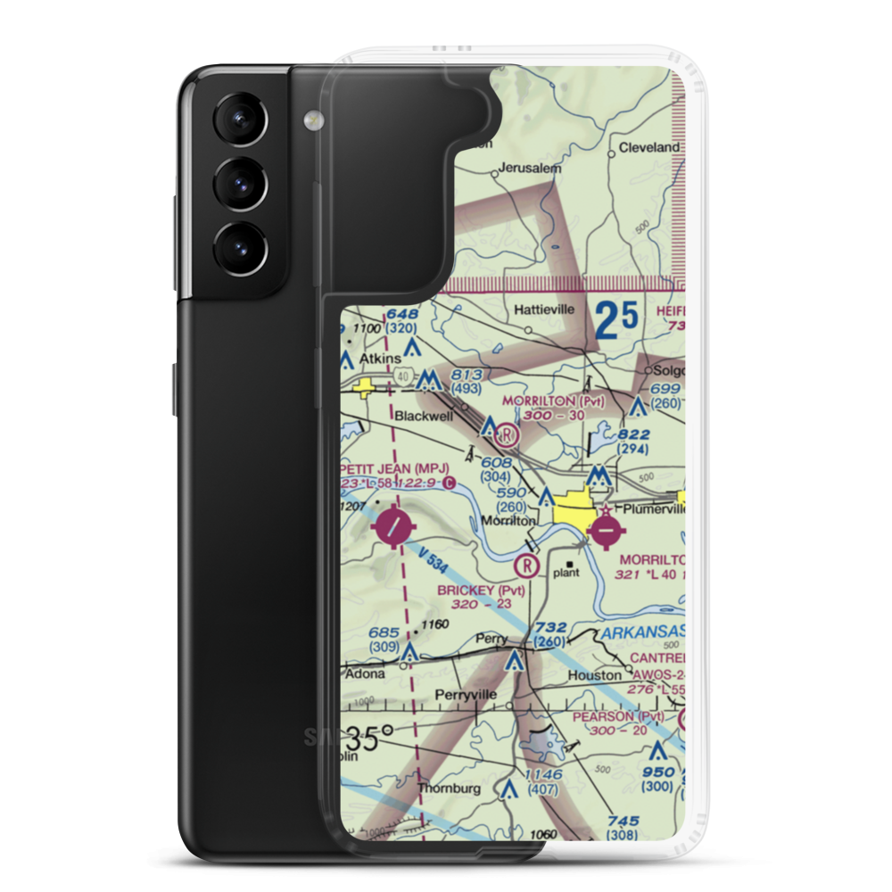 Morrilton Airport (07AR) VFR Sectional Samsung Case Samsung Galaxy S21 Plus model shown