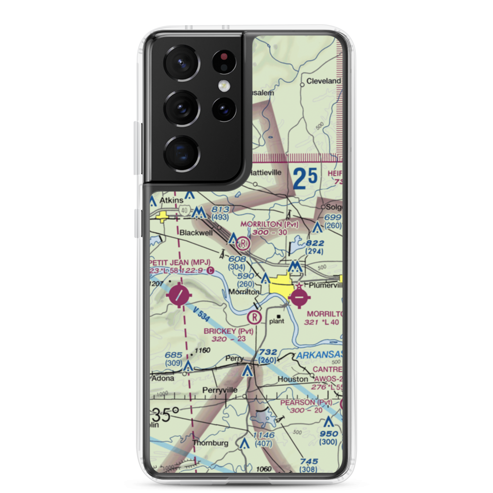 Morrilton Airport (07AR) VFR Sectional Samsung Case Samsung Galaxy S21 Ultra model shown