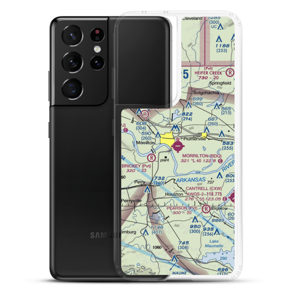 Morrilton Municipal Airport (BDQ) VFR Sectional Samsung Case Samsung Galaxy S21 Ultra model shown