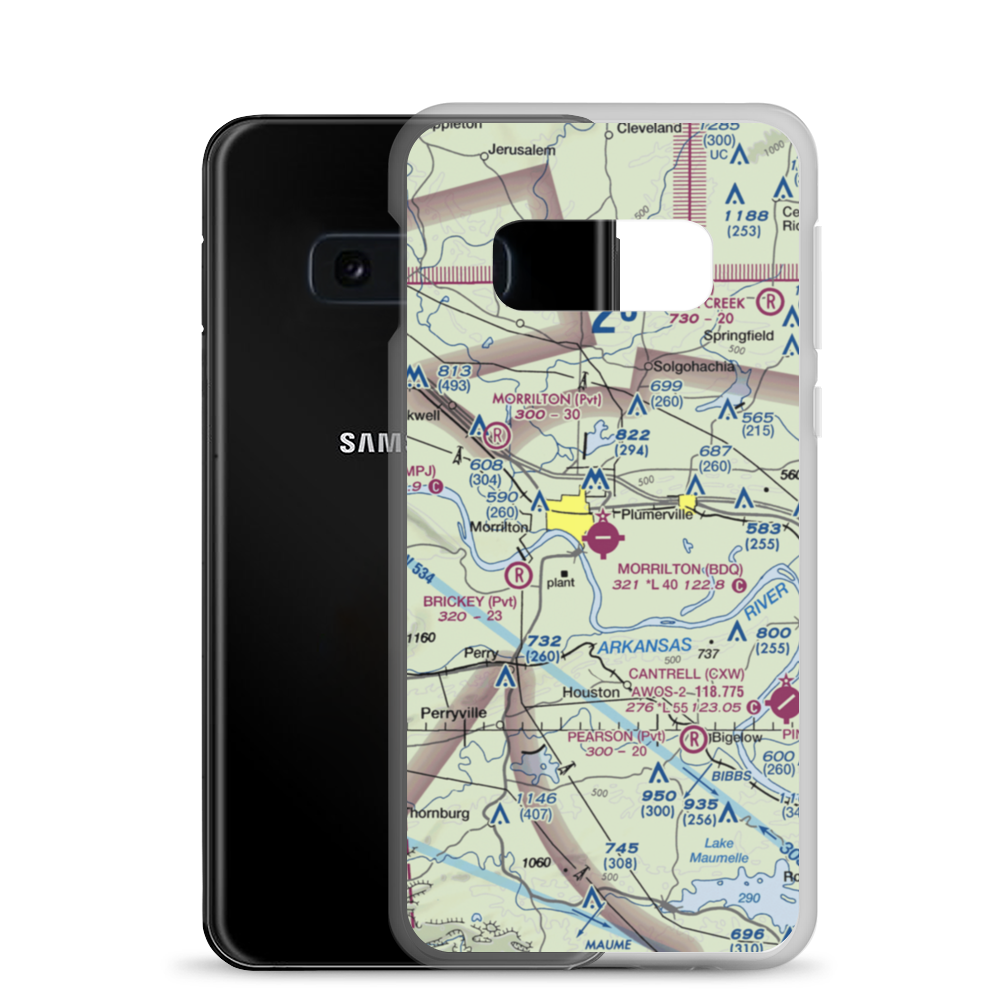 Morrilton Municipal Airport (BDQ) VFR Sectional Samsung Case Samsung Galaxy S10e model shown
