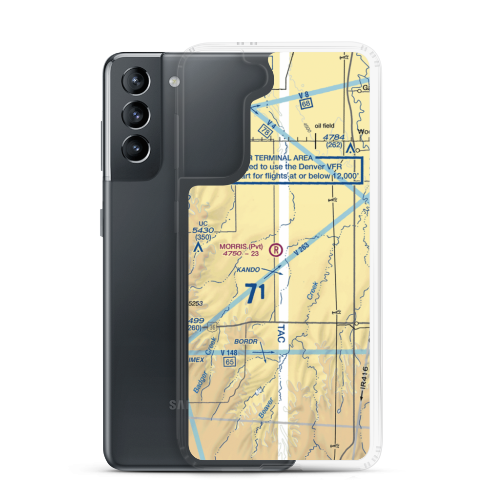 Morris Airport (CD13) VFR Sectional Samsung Case Samsung Galaxy S21 model shown