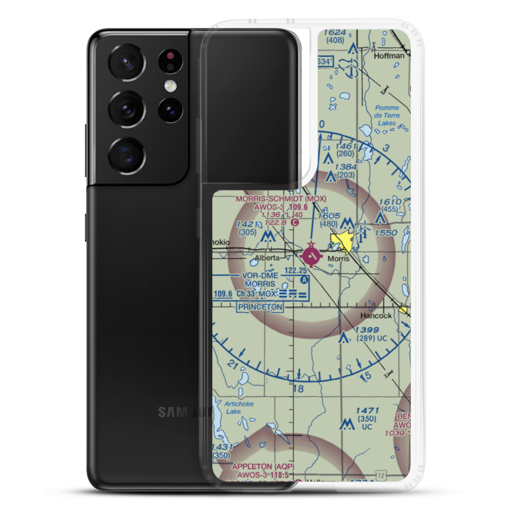 Morris Municipal - Charlie Schmidt Airport (MOX) VFR Sectional Samsung Case Samsung Galaxy S21 Ultra model shown