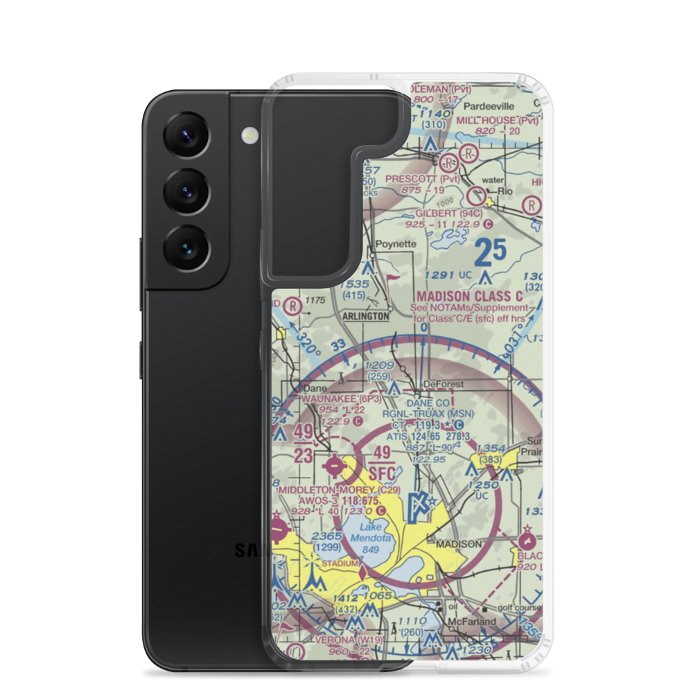 Morrisonville International Airport (WN85) VFR Sectional Samsung Case Samsung Galaxy S22 model shown
