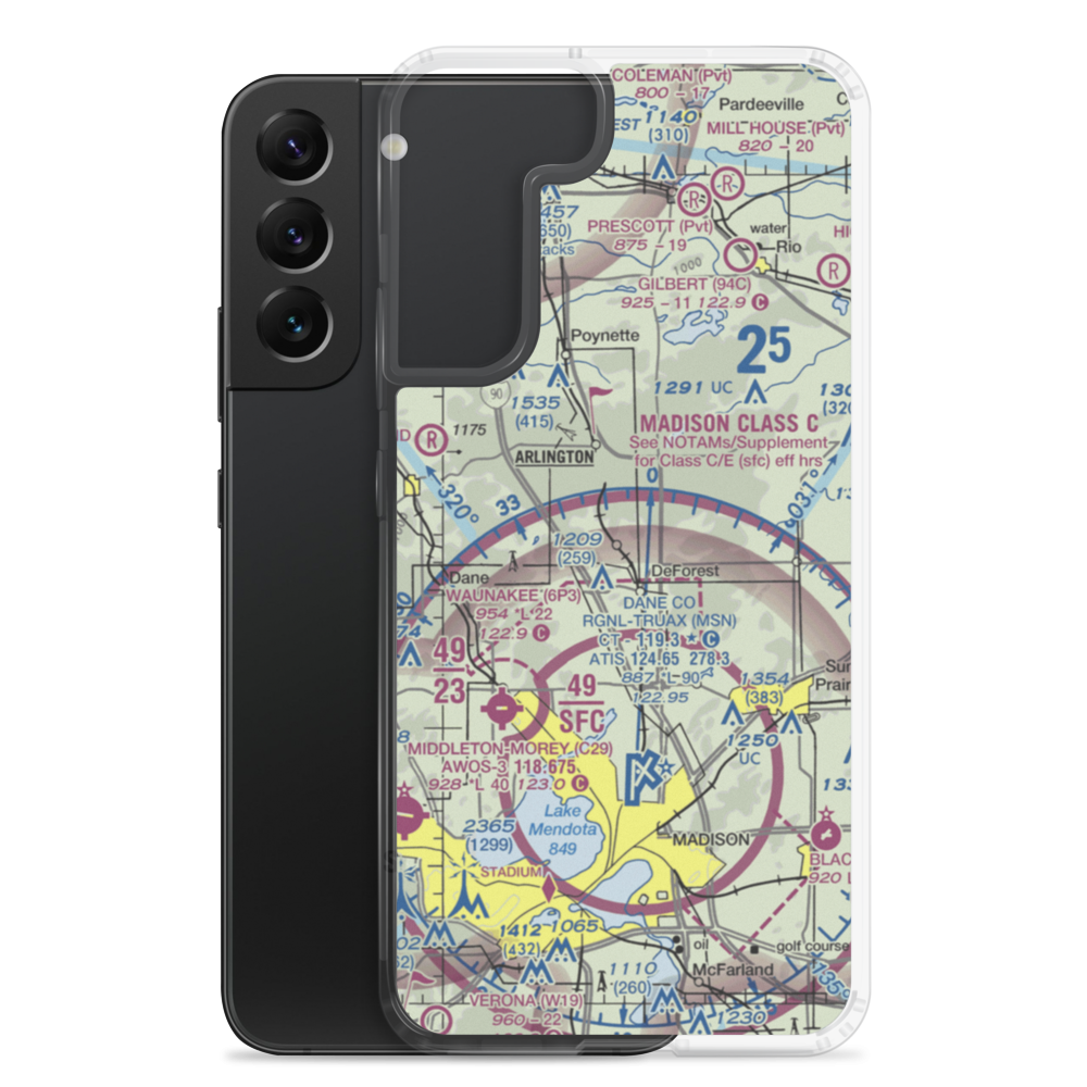 Morrisonville International Airport (WN85) VFR Sectional Samsung Case Samsung Galaxy S22 Plus model shown