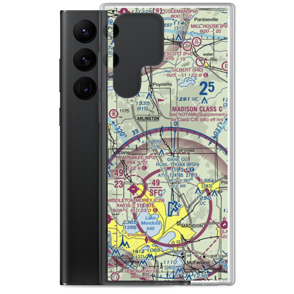 Morrisonville International Airport (WN85) VFR Sectional Samsung Case Samsung Galaxy S22 Ultra model shown